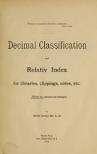 Image of Dewey Decimal Classification and Relative Index